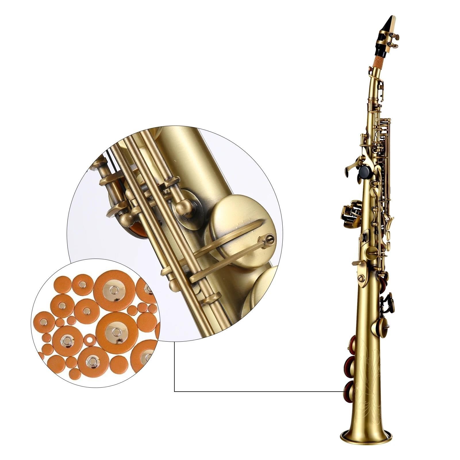 Saksofon Profesjonalny Mosiężny Saksofon Sopranowy Bb, Niklowany Saksofon Drewniany Instrument Dęty Z Futerałem Do Przenoszenia
