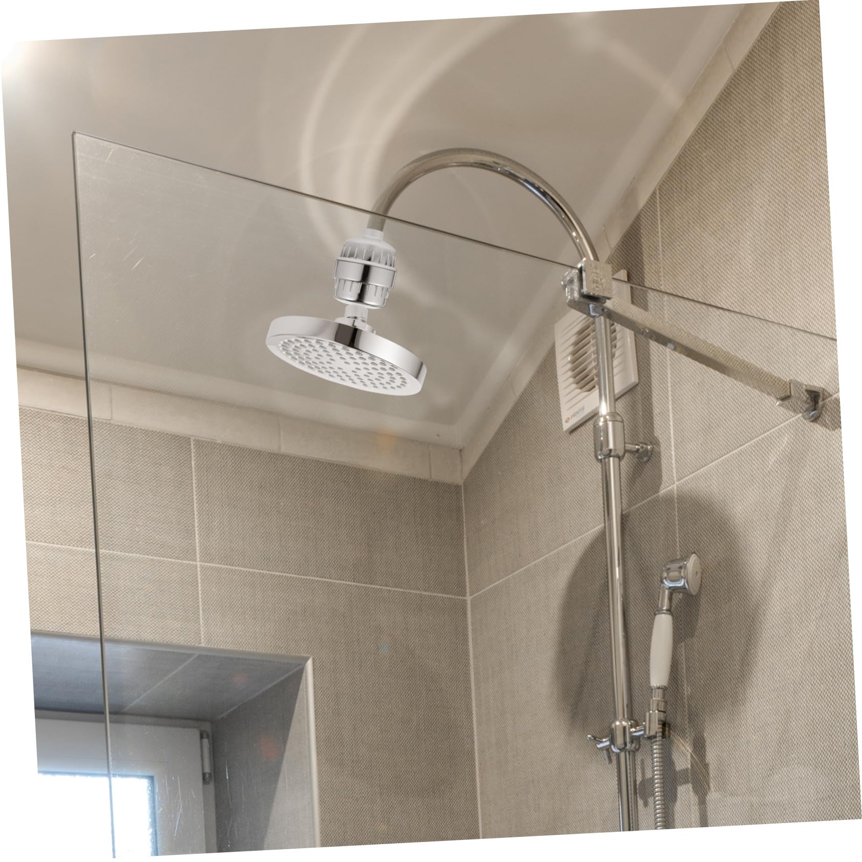 WOONEKY Filtro de Ducha 15 Niveles de Ajuste y Rotación de 360 Grados, Cabezal de Ducha Filtro Multi Capa para Agua Dura, Material Abs y Algodón, Fácil de Usar y Ajustable