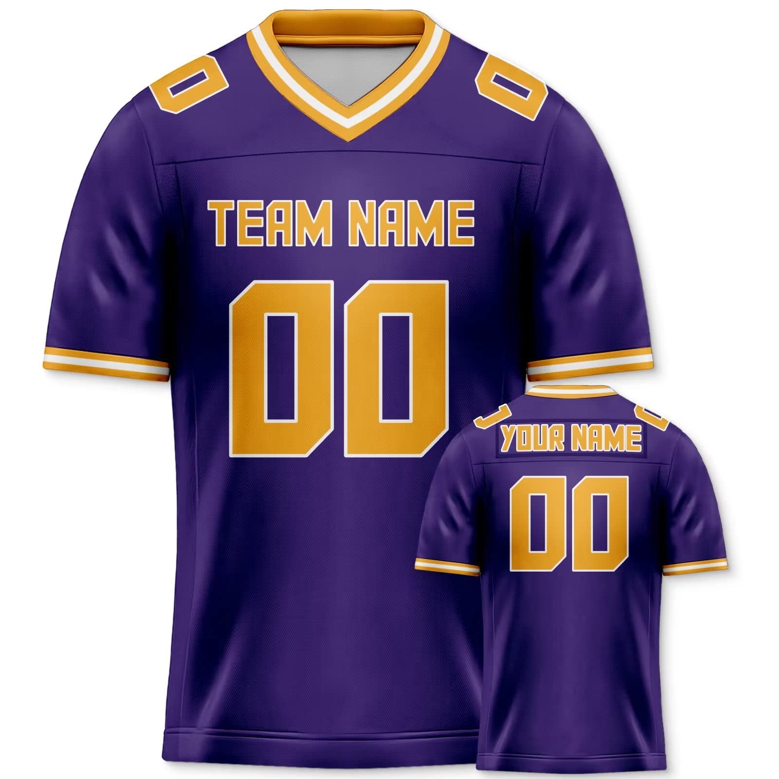 Custom Football Jersey Shirts Purple Sports Clothes Stitched Printed Personalize Your Name Number Team Name for Fans Gifts Men Women S-5XL