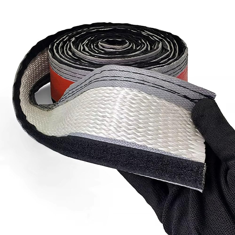 Guaina Protettiva for Cavi Resistente, Diametro Interno 15-60 Mm, Guaina Intrecciata in Fibra di Vetro Autoadesiva, Resistenza agli Acidi, for L'industria Chimica, 1 Metro(ID 20mm)