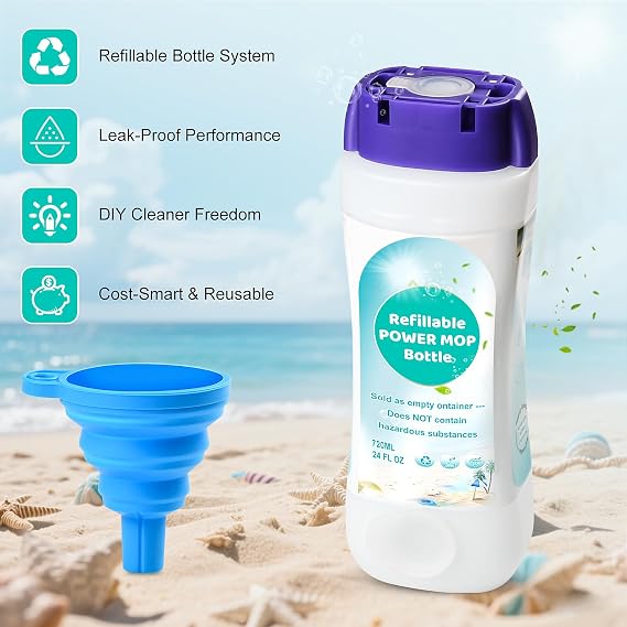 Bisenkud Leak-Resistant Refillable Bottle for Swiffer Power MopTM, 720mL