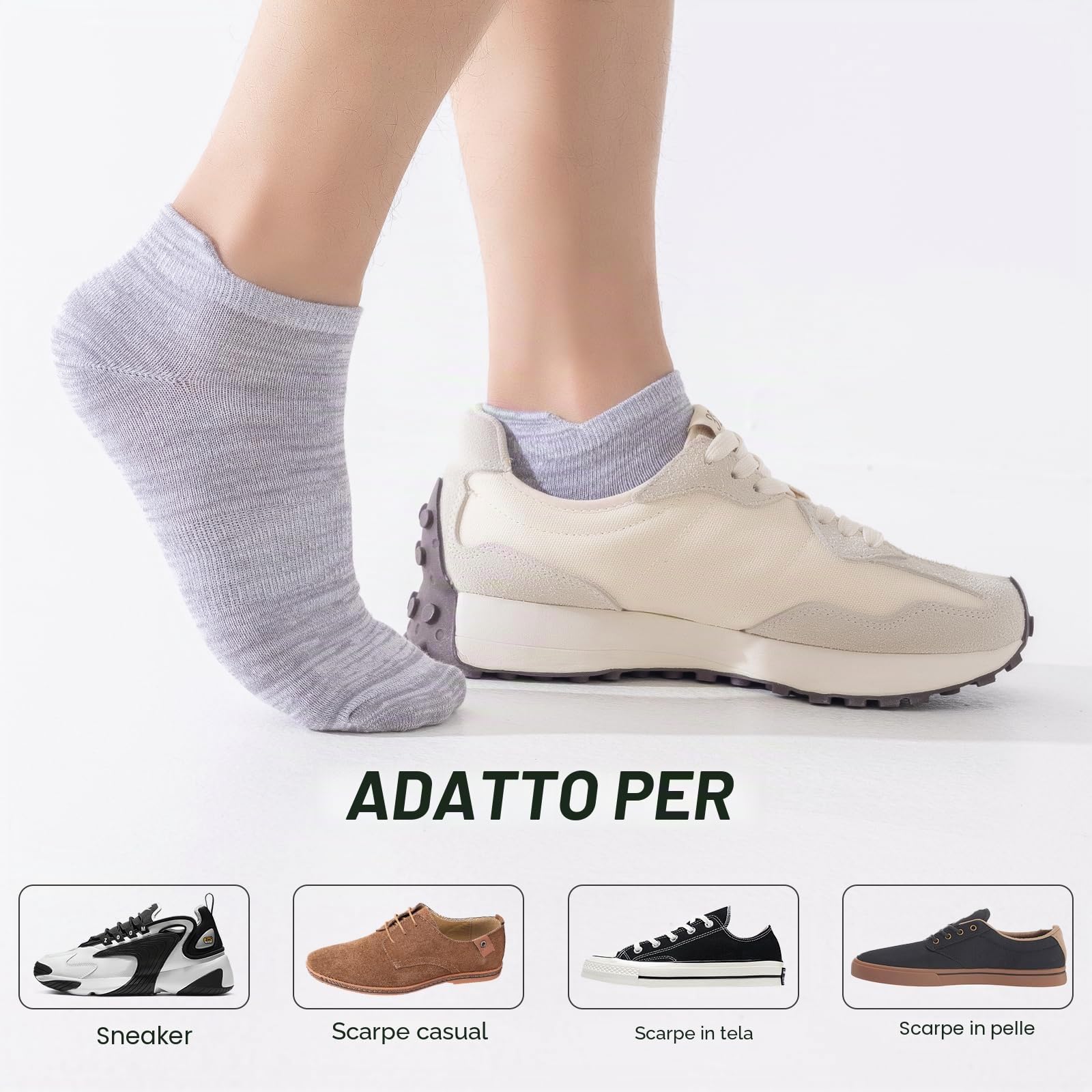 Niorasen Calzini in Bambù Uomo e Donna, 6 Paia, Calzini Corti, Estivi Traspiranti, da Lavoro, Sportivi alla Caviglia per Running e Ciclismo, Antibatterici, Anti-odore e Anti-sudore