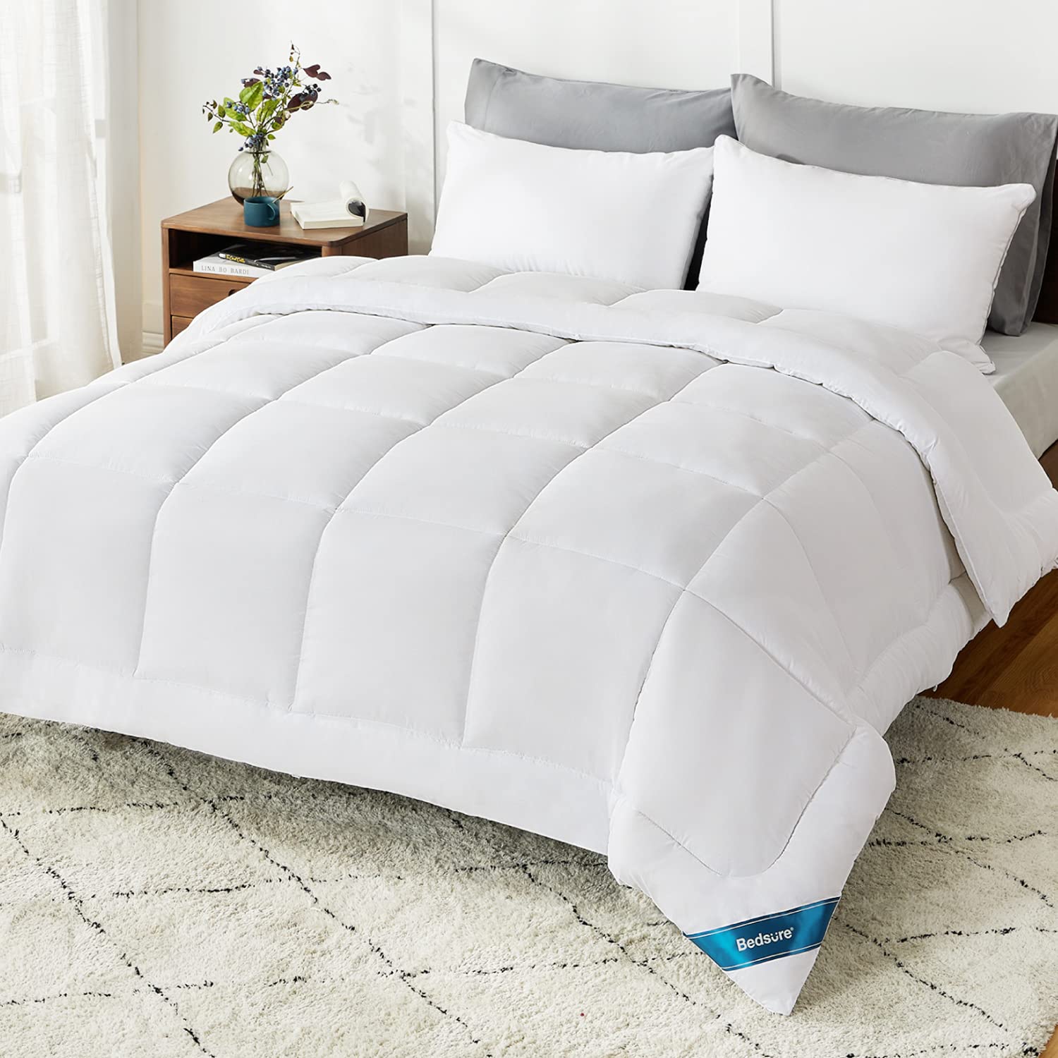 Bedsure Queen Comforter Duvet Insert - Quilted White Comforters Queen Size, All Season Down Alternative Queen Size Bedding...