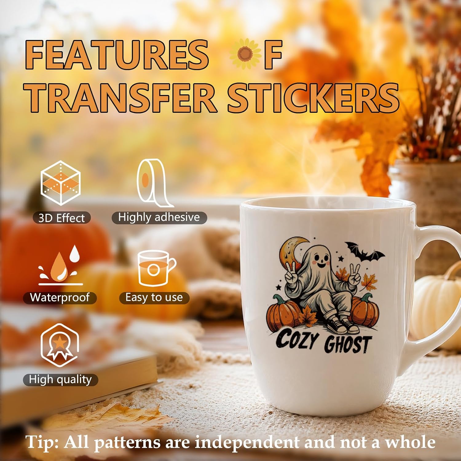 Autumn UV DTF Cup Wraps Pumpkin Gnome Fall Transfer Stickers for Glass