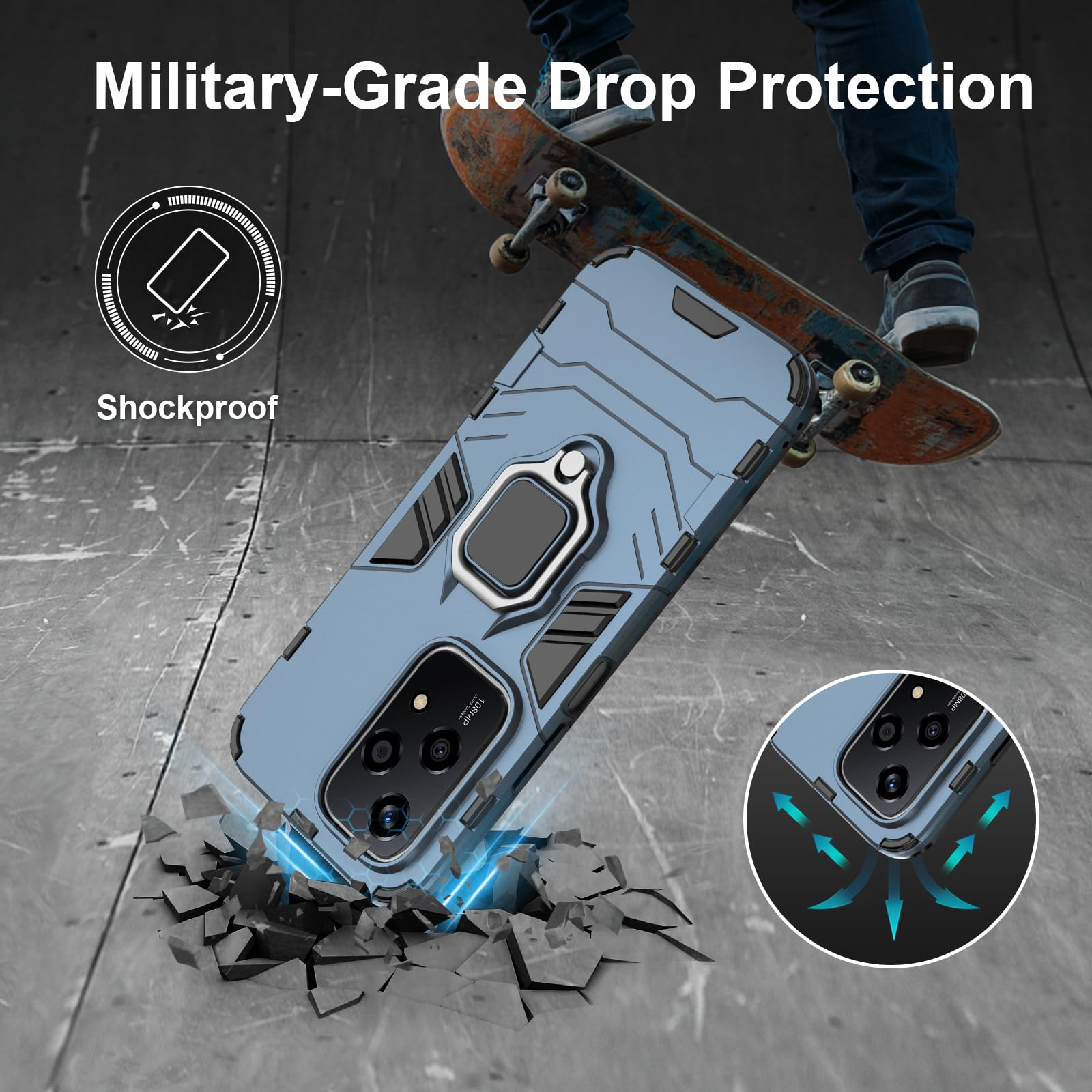 Funda para CMF Phone 2 Pro, Carcasa Antigolpes con Soporte anular metálico, Case Protectora de Grado Militar, Negro — view 1585