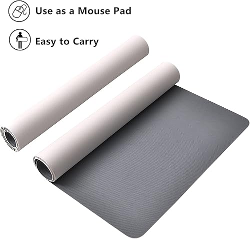 Miniatura 3 de Alfombrilla protectora grande de 27.5 x 13.8 pulgadas, antideslizante, de piel sintética, alfombrilla de mouse impermeable para oficina y ramo de