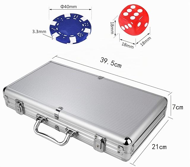 Foto 4 de 6 de MASMAS Set de Poker/Póquer, Texas Holdem, Blackjack Completo con Maletín de Aluminio, Juego de Fichas Plástico