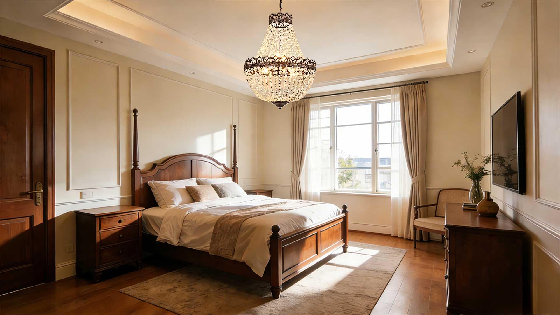 Kronleuchter Kristall Vintage,E14 Lüster Chandelier mit Verstellbarer Kette 100cm,6-Licht Pendelleuchte Esstisch,Antik Schwarz-Gold Deckenlampe Hängend for Hängelampe Esstisch,60W,Ø46cm.