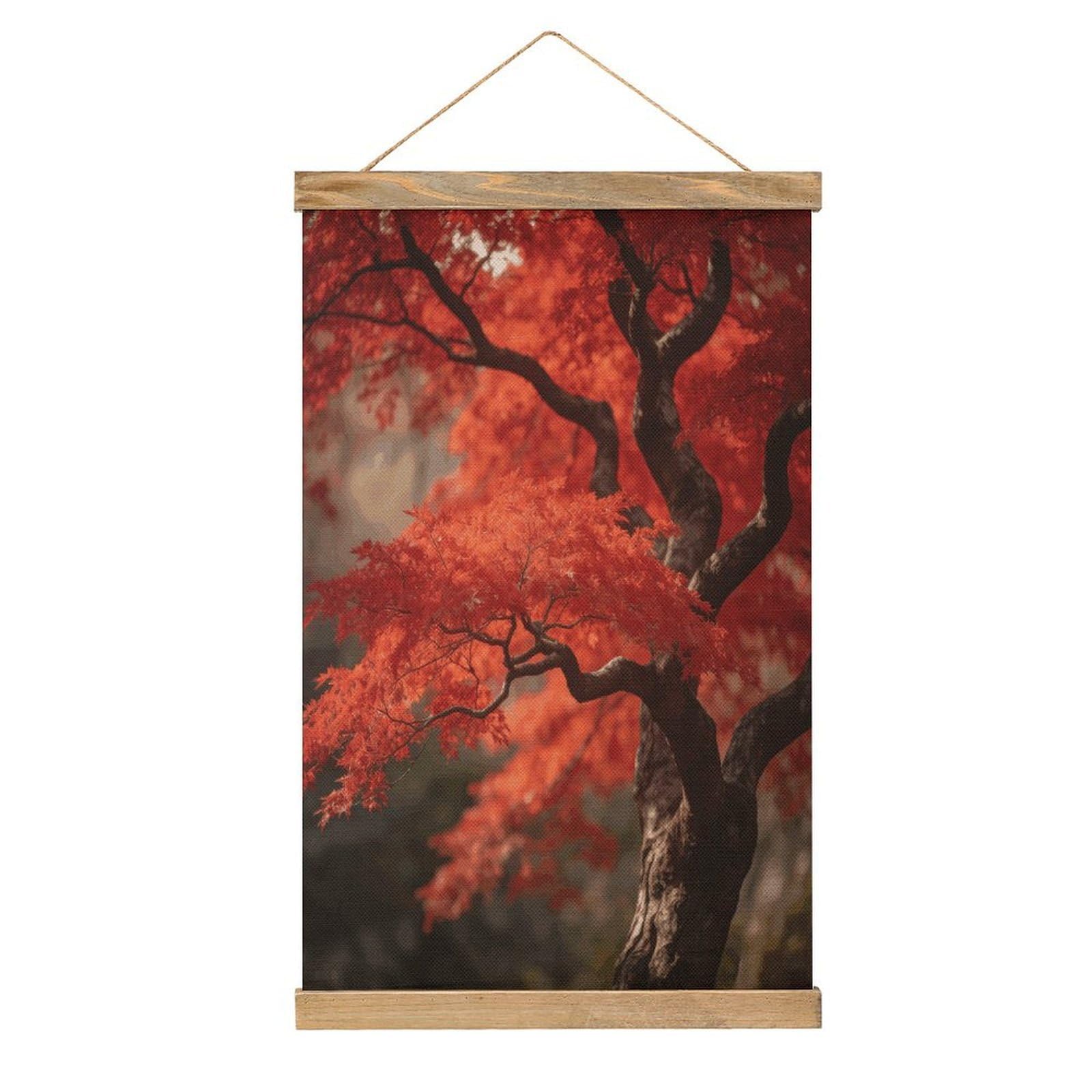 VstaDank Red Trees Poster with Wooden Frame Hanger Art Painting Wall Decor Poster Wall Hanging Wooden Frame 13x20 Wood Poster Hanger for Photo Picture Art Canvas Print Artwork
