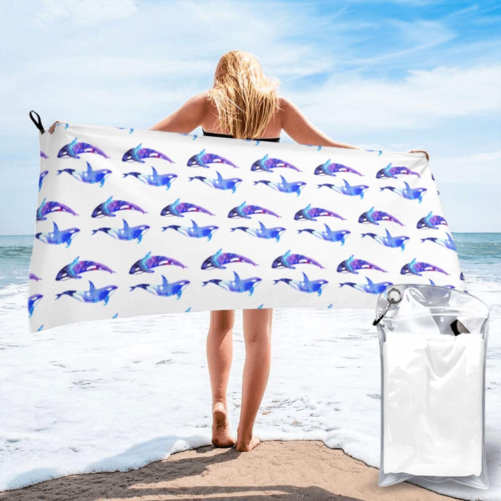 Toalla de secado rápido y suave con diseño de orca killer whale