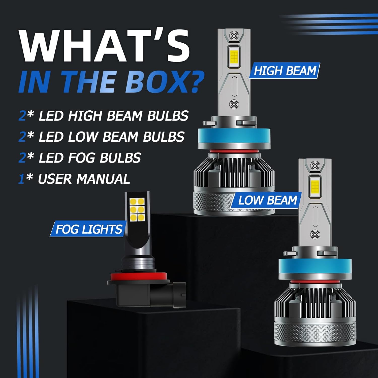 AWALITED Fits for 2007-2018 Nissan Altima High Low Beam Fog Lights Bulbs Combo, 6000K White Plug-and-Play Super Bright Light Bulbs, Pack of 6