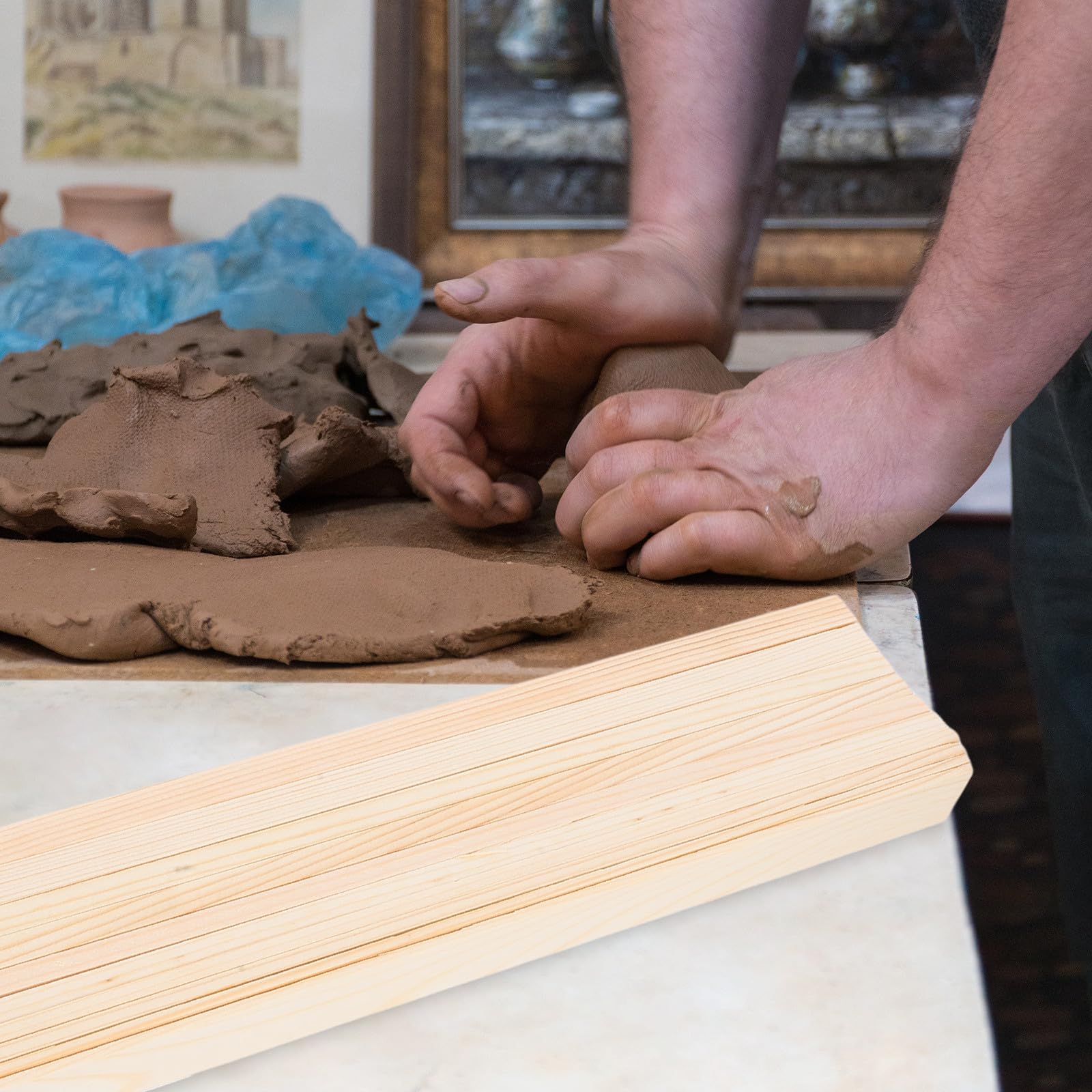 DOITOOL 10 Stück Töpferwerkzeug Professionelle Tonführungsstäbe in 5 Größen (3/5/7/10/12 Mm) Holz Nudelholz für Symmetrisches Modellieren und Keramikarbeiten