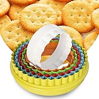 Vista 4 de 6 Pieces Scalloped Round Cookie Cutters Plastic for Baking Biscuit Fondant Cake Cutters Two Side Double Sided Fluted and Plain Edge Cookie Cutters