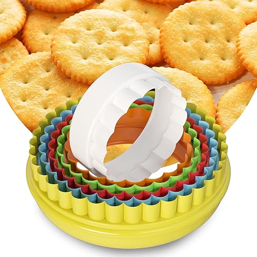 Miniatura 4 de 6 cortadores redondos festoneados de plástico para hornear galletas, fondant, cortadores de pasteles de doble cara acanalados y bordes lisos