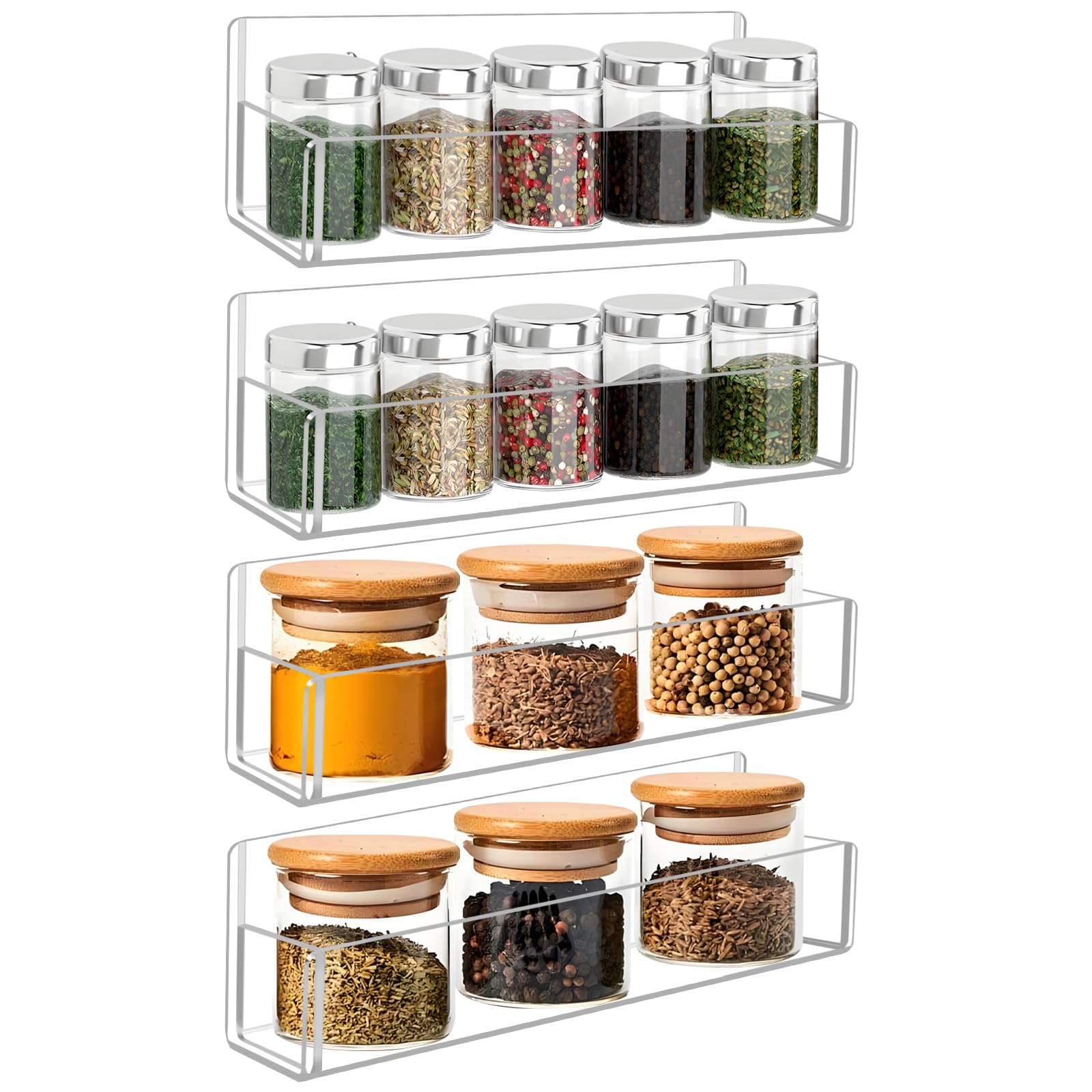 Acrylic Clear Spice Rack 4-Pack