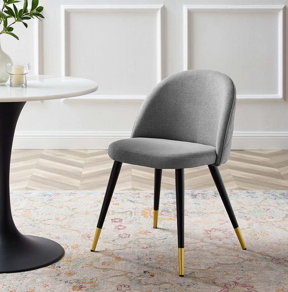 Modway Cordial Fabric Upholstered Dining Accent Chairs in Light Gray - Set of 2