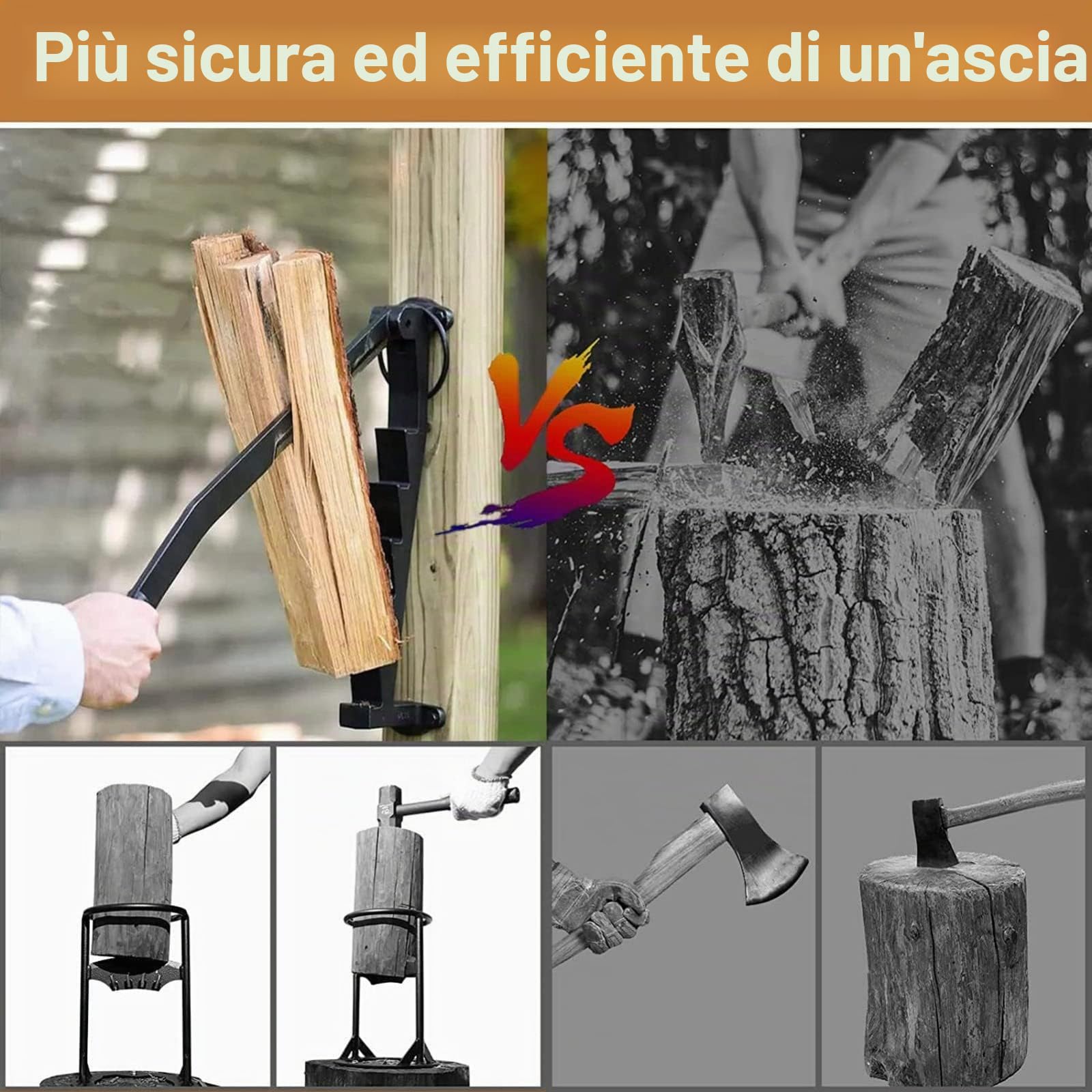 LXBH Wall Mounted Kindling Splitter for Wood, Log Splitter, Portable Metal Manual Fire Wood Kindling Splitter, Hand Sturdy Firewood Cutter, Firewood Kindling Splitter for Home Camping