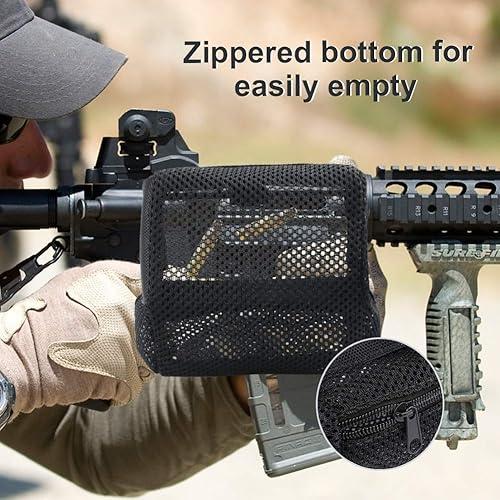 Vista 21 de Feyachi Heat Resistant Brass Catcher for AR Thickened Nylon Cartridge Casing Shell Catcher Net with Quick Release Zipper, 2 Picatinny Rail Mounts