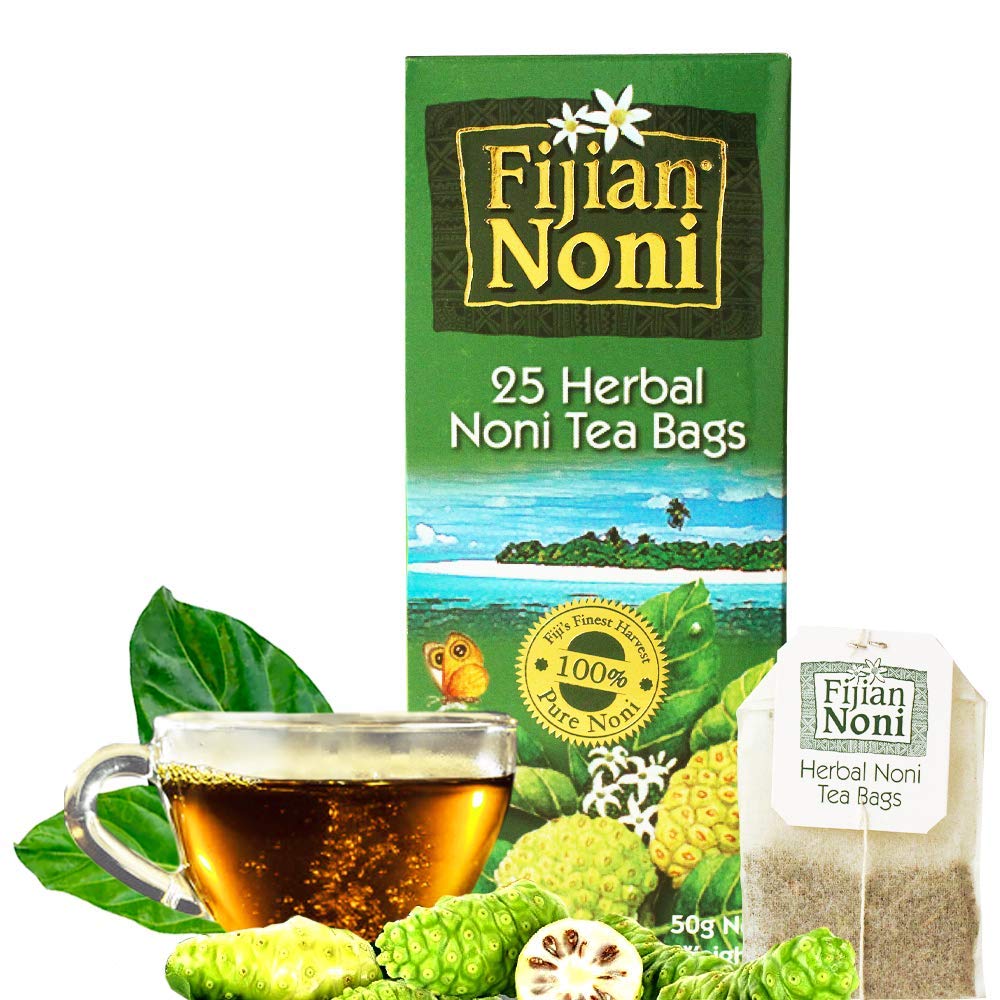 Fijian Noni®Organic Noni Herbal Tea - 25 Tea Bags (50 g) Pure Ceylon Green Tea. Boost Your Immune System, Made with Noni Fruit Leaves.