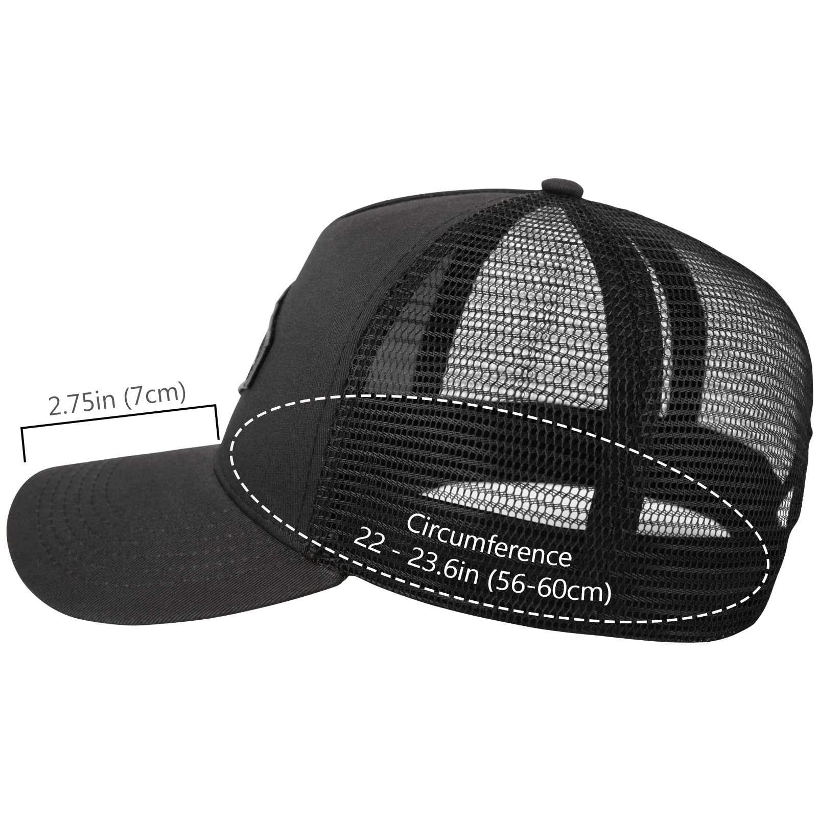 BASSDASH Cappello da camionista ricamato Patch regolabile Baseball Cap Mesh Back Cappello da pesca