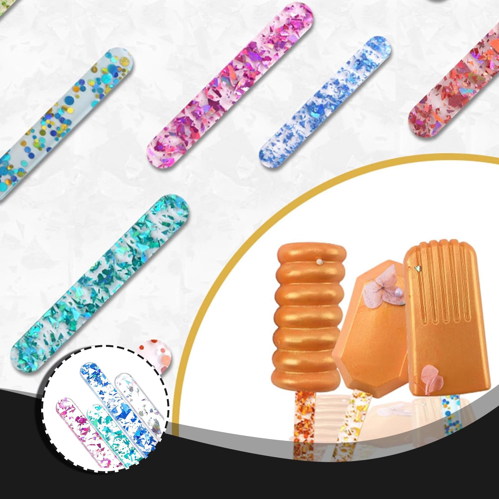 Palitos Reutilizables de Acrílico para Tartas - Pack de 50 Unidades - palitos de Espejo de plástico, palitos de Helado, Palitos de Paleta de Acrílico de Helado