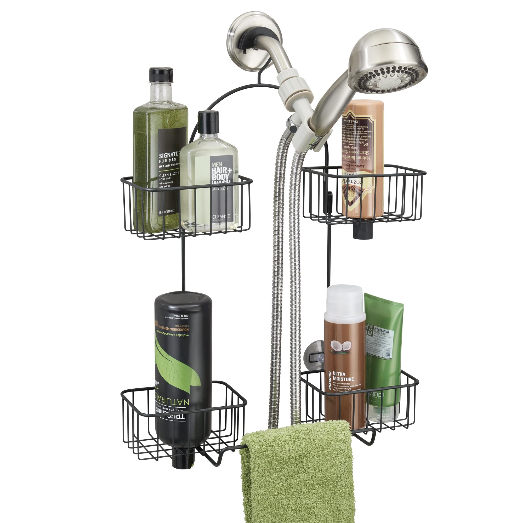 iDesign Hanging Handheld Shower Hose Caddy - Storage for Shampoo Conditioner or Body Wash - Matte Black