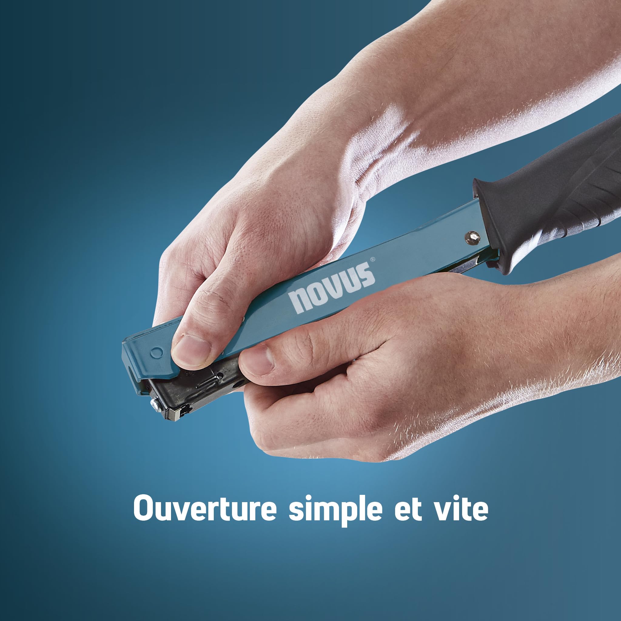 NOVUS TOOLS Agrafeuse marteau J-022 Kit avec 5000 agrafes | Pour agrafes en fil fin de 4 - 6 mm │ Corps robuste en métal avec poignée ergonomique et chargement rapide des agrafes