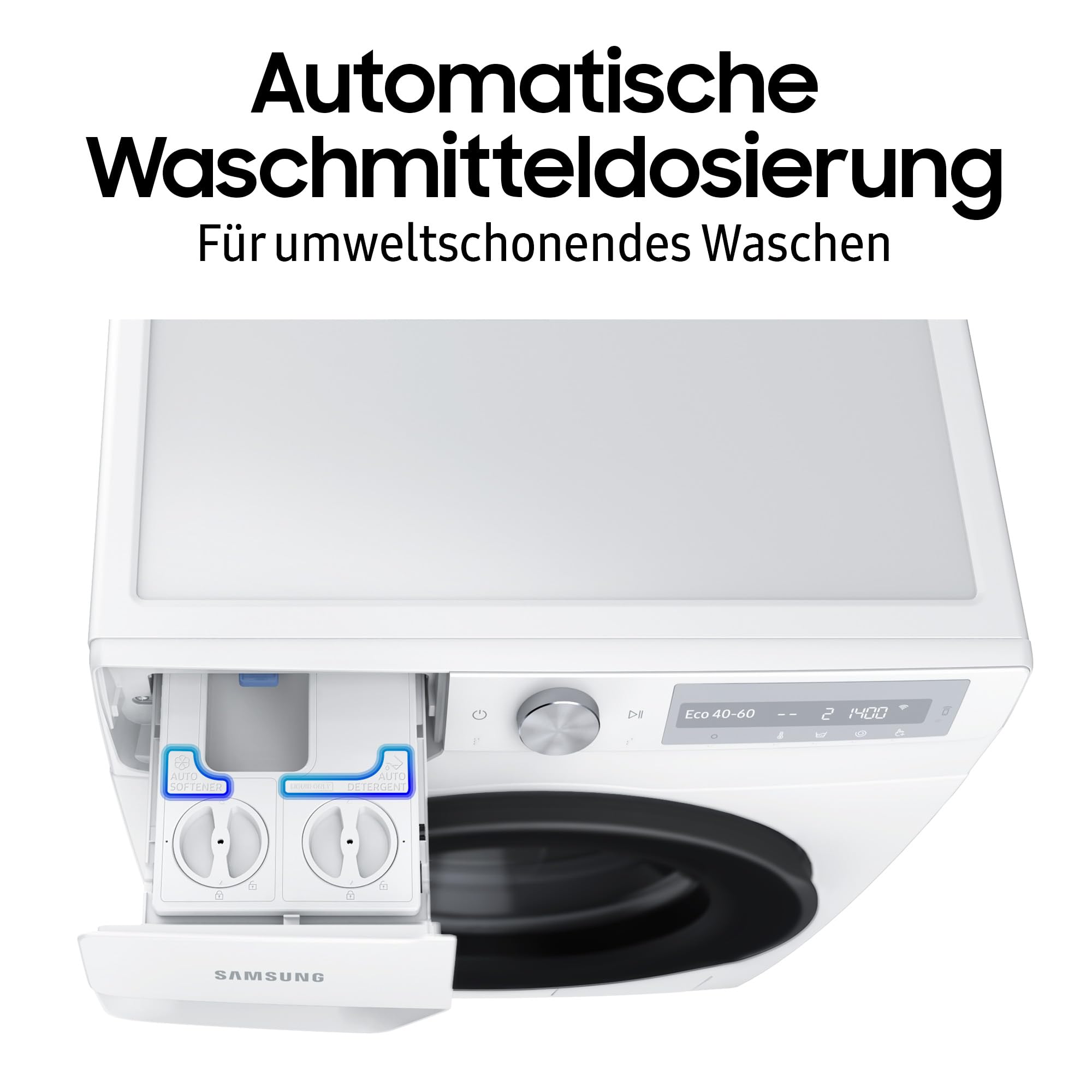 Samsung WW11DB8B95GHU2 Bespoke Waschmaschine, 11 kg, 1400 U/min, EEK: A (-40%), AI Ecobubble, QuickDrive, AI Wash, SuperSpeed 39 Min, Weiß