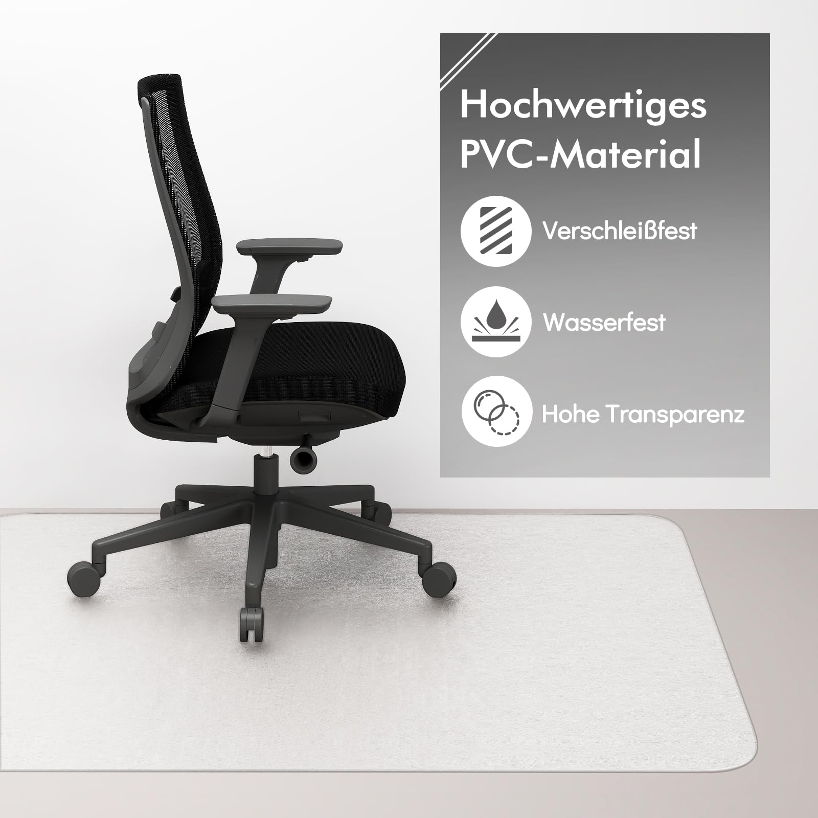 COSTWAY 160 x 180 cm Bodenschutzmatte Bürostuhl, Schreibtischstuhl Unterlage transparent, Schutzmatte Stärke 1,5mm, Bodenschutz Kratzfest & rutschfest, Stuhlunterlage für Laminat, Parkett, Hartböden