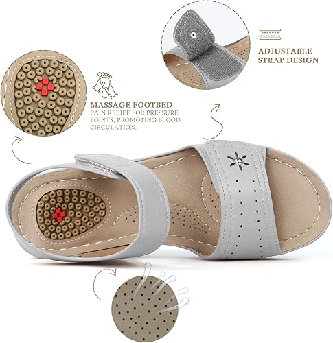 Miniatura 2 de JABASIC Sandalias cómodas para mujer, sandalias ortopédicas para caminar, sandalias ortopédicas con soporte para el arco