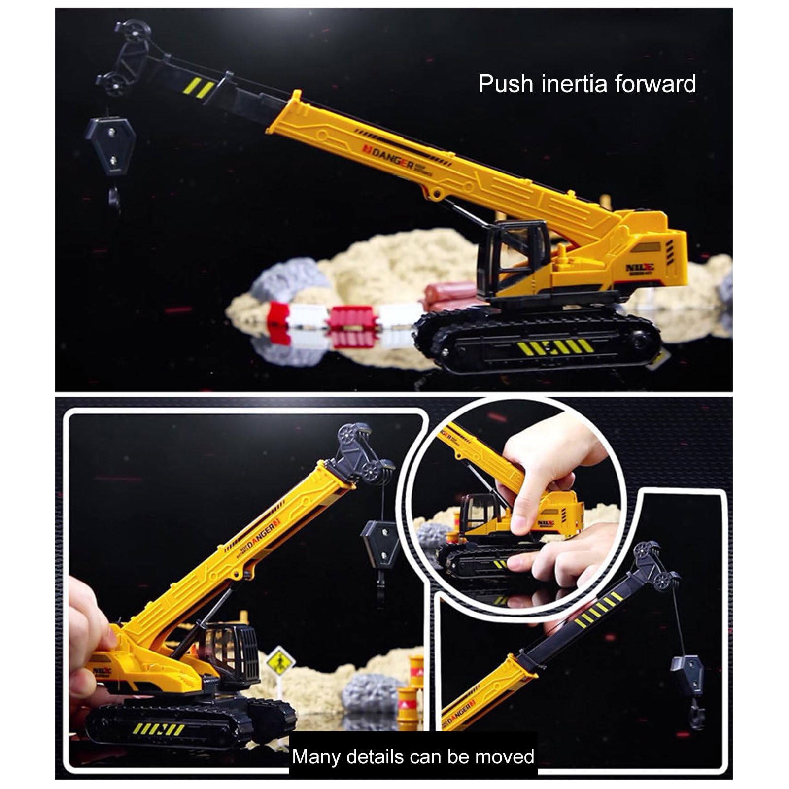 DEOXY Plastic Construction Long Crane Toy Vehicle with Rubber Track and 360 Degree Moving Parts Building Vehicles for Kids 1