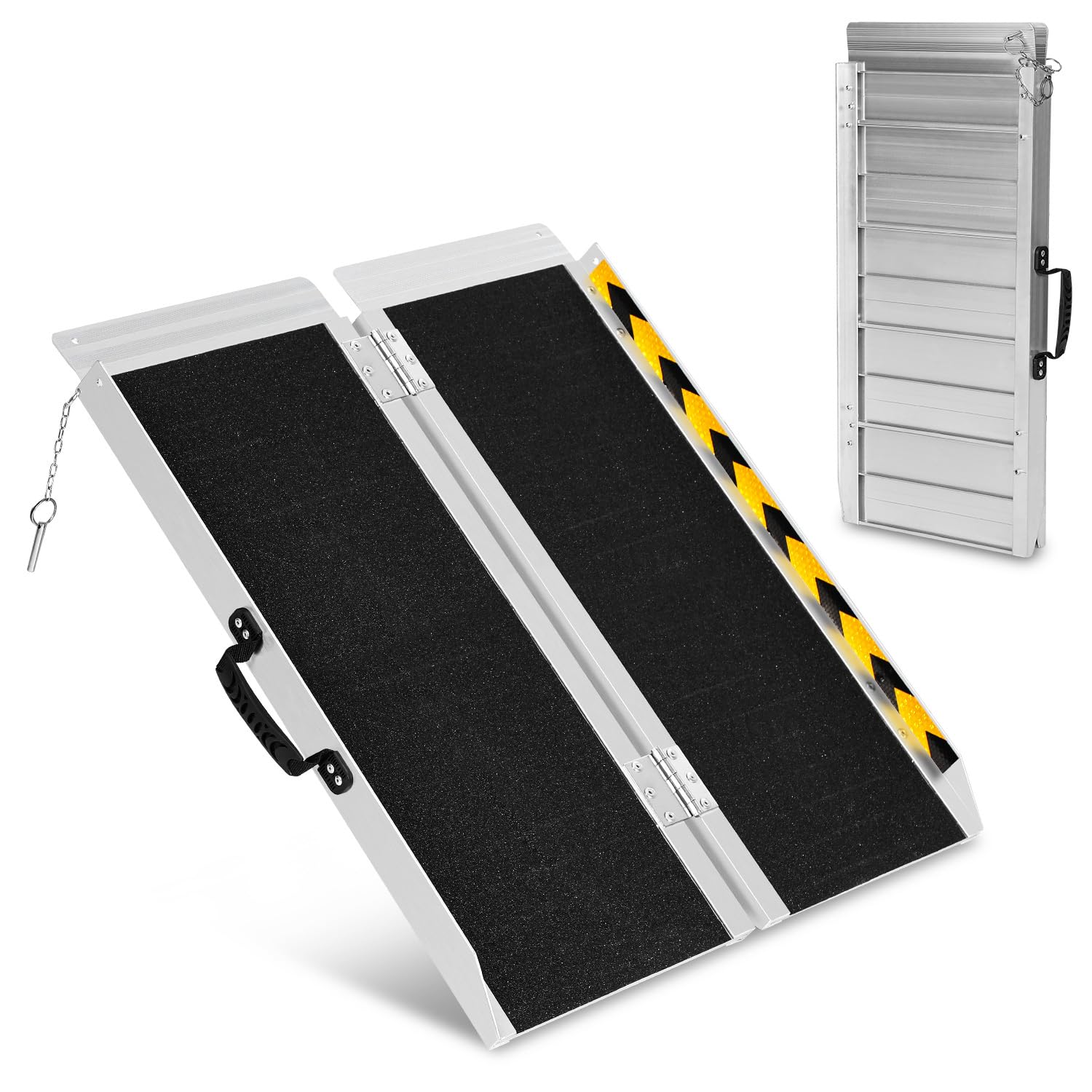 Rampa plegable para silla de ruedas, 91 cm, rampa para silla de ruedas, rampa de aluminio, antideslizante, carril de acceso móvil, soporta hasta 270 kg, rampa plegable para escaleras,
