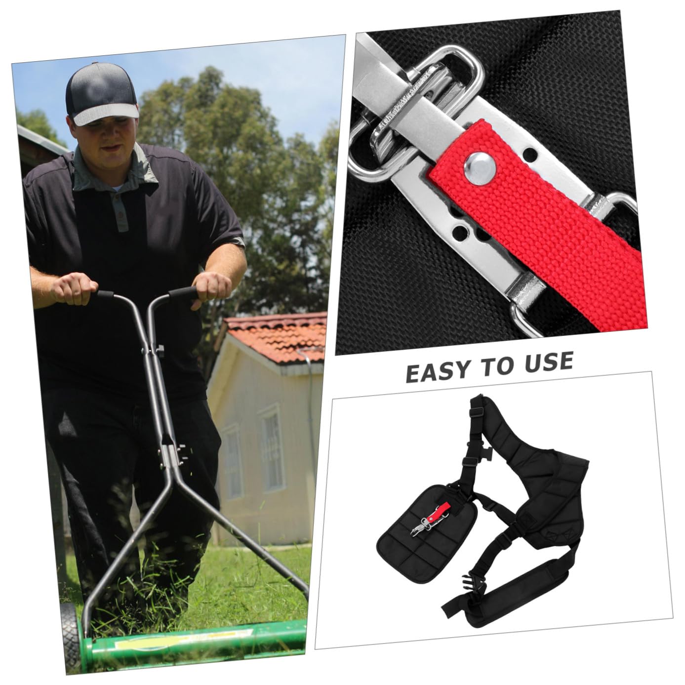 Yardwe Cinturón Acolchado para Desbrozadora Doble Correa Ajustable para Jardinería Soporte Ergonómico Distribución Carga Muñecas y Hombros Compatible con Varias Versiones