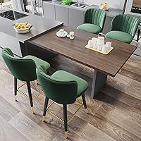Vista 2 de Taburetes de bar giratorios de terciopelo con respaldo para isla de cocina, comedor y sillas tapizadas para bar en casa. Verde