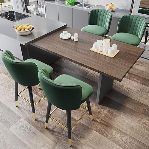 Miniatura 2 de Taburetes de bar giratorios de terciopelo con respaldo para isla de cocina, comedor y sillas tapizadas para bar en casa.