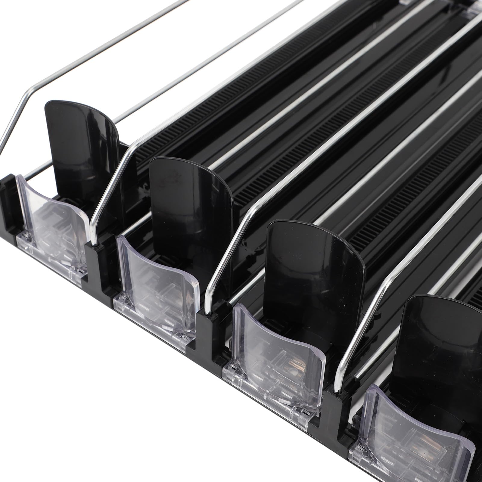 ABS Kühlschrank-Getränke-Organizer, 6 Reihen Kühlschrank-Getränkespender, verstellbarer Getränke-Organizer, Kühlschrank-Getränkedosenhalter, Getränkedosen-Organizer für (Black)