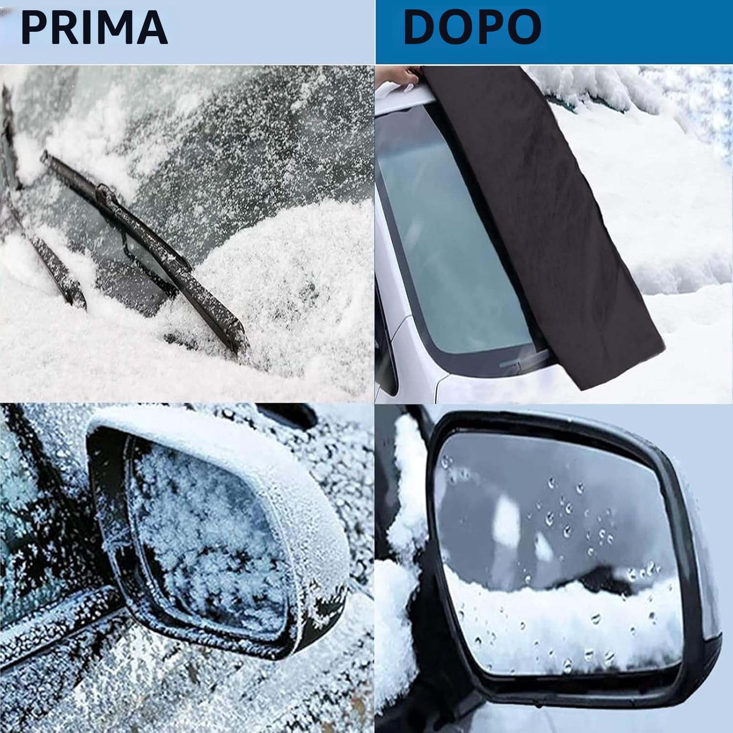 Telo Copriauto Mezza Impermeabile Invernale Esterno, Mezza Copertura Auto Universale, Copertura Parabrezza Auto Resistente ad Acqua Neve Sole Freddo, Adatto alla Maggior Parte dei Veicoli