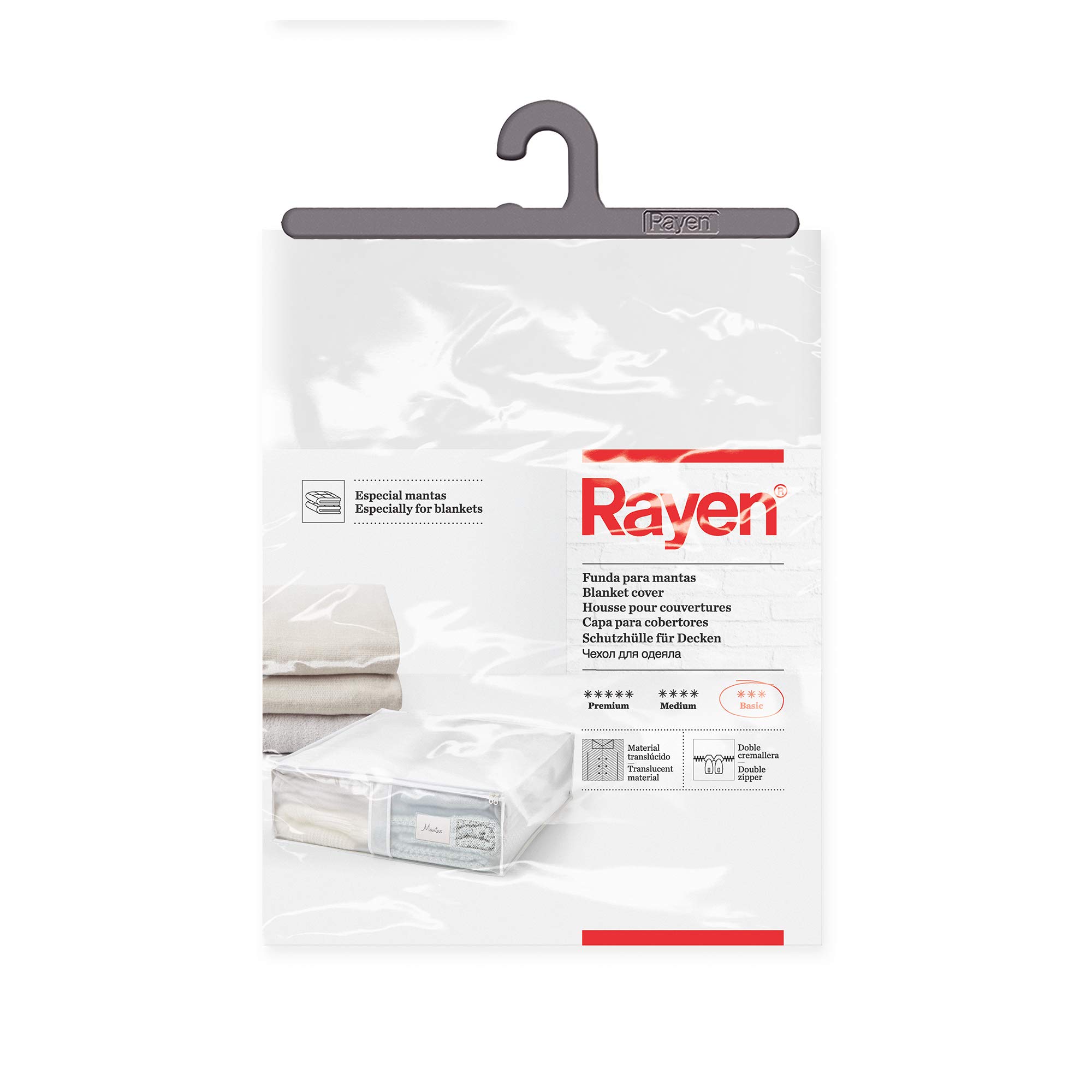 Rayen | Überwurf für Decken | schützt Ihre Decken und Ihre Kleidung | atmungsaktiv | mit doppeltem Reißverschluss | Basic Serie | 55 x 65 x 20 cm