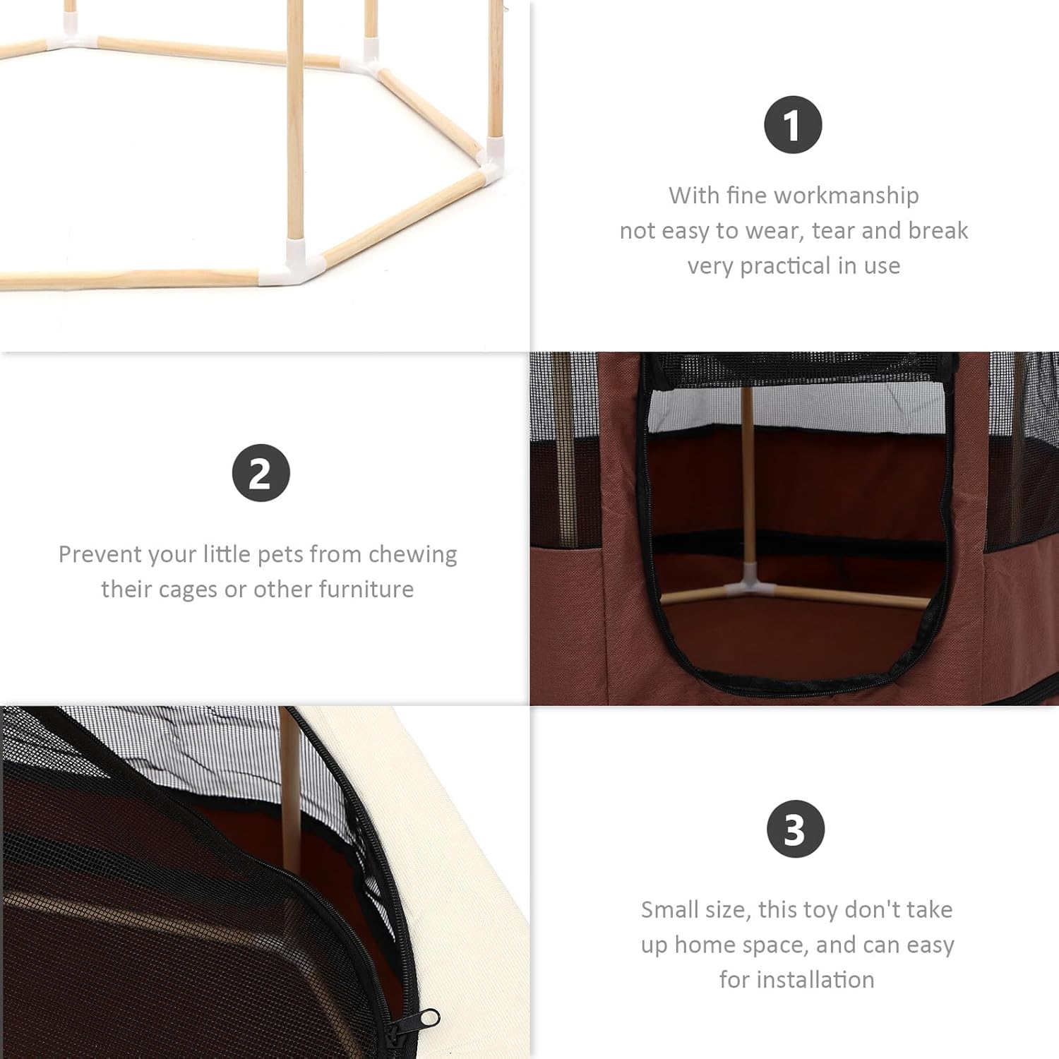 BESPORTBLE Octagonal Pet Playpen with Oxford Fabric, Wear-Resistant Indoor Cat Playpen and Dog Fence, Portable Puppy Pen 74x74x43cm for Small Dogs and Cats
