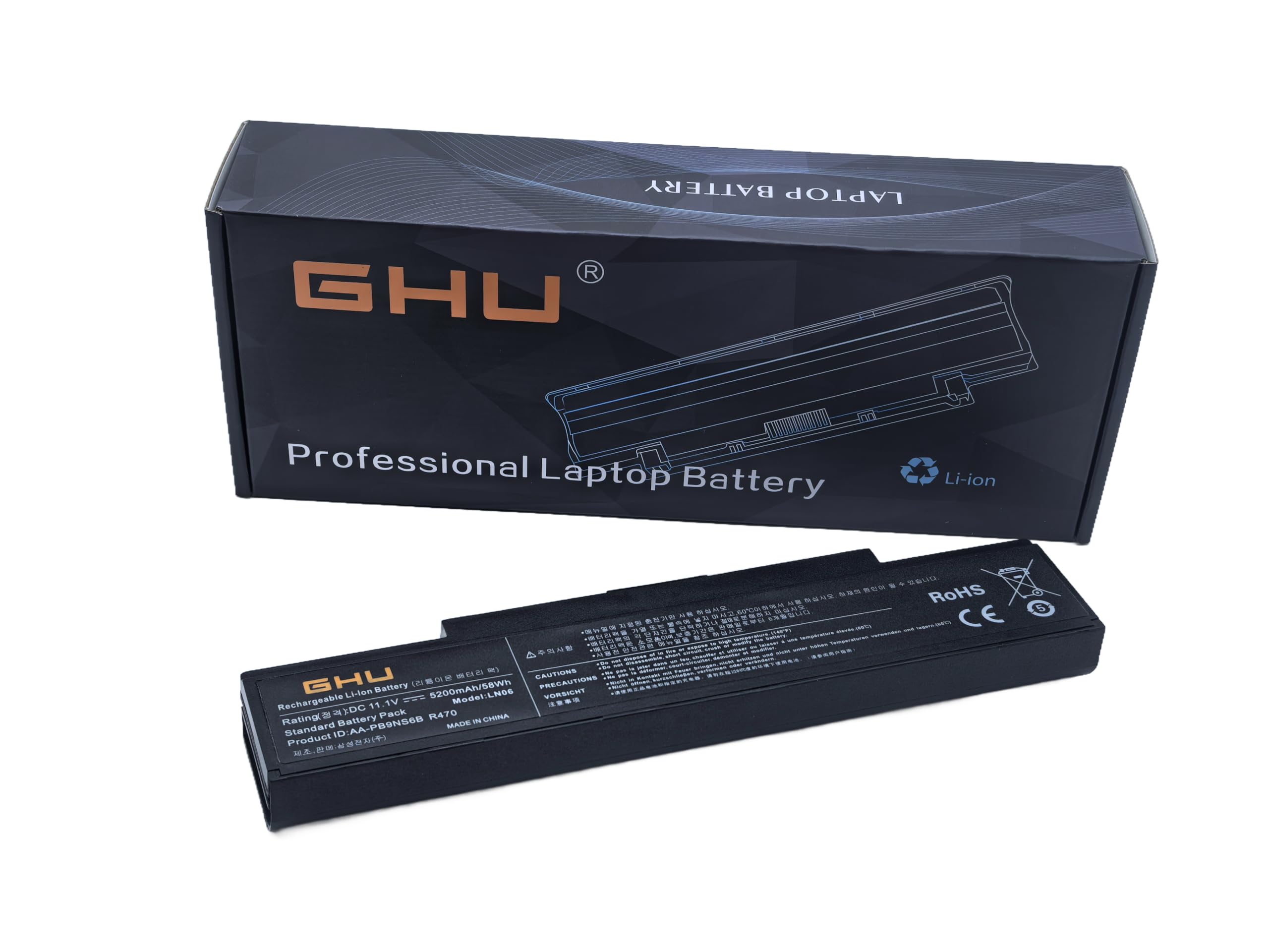 GHU New Battery 58 WH AA-PB9NC6B Compatible with Samsung NP-RV508 NT-RV508 P210 Q210 R40 R408 R410 R45 R430 R460 R480 R505 R509 R510 R522 AA-PB9NC5B