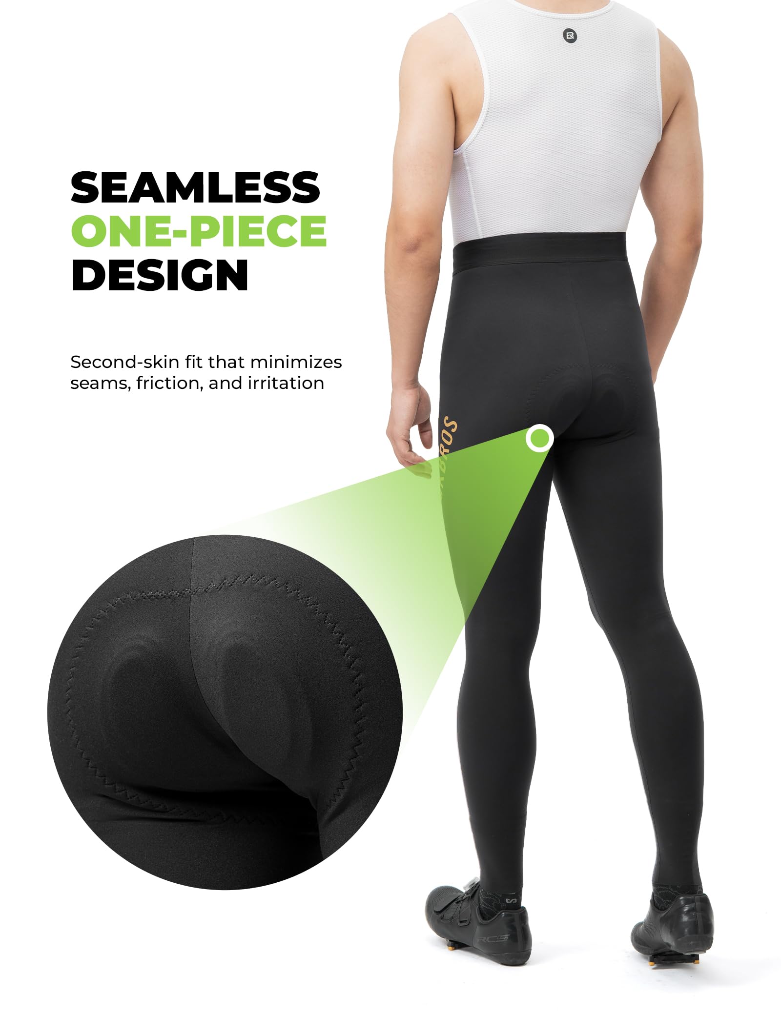 ROCKBROS Cyclisme Pantalons Homme avec Padded Respirant, Long Bike Compression Leggings Cycliste, Leggings Vélo Longs Hautement Élastiques, Réfléchissantes Convient pour Conduite de Nuit Route