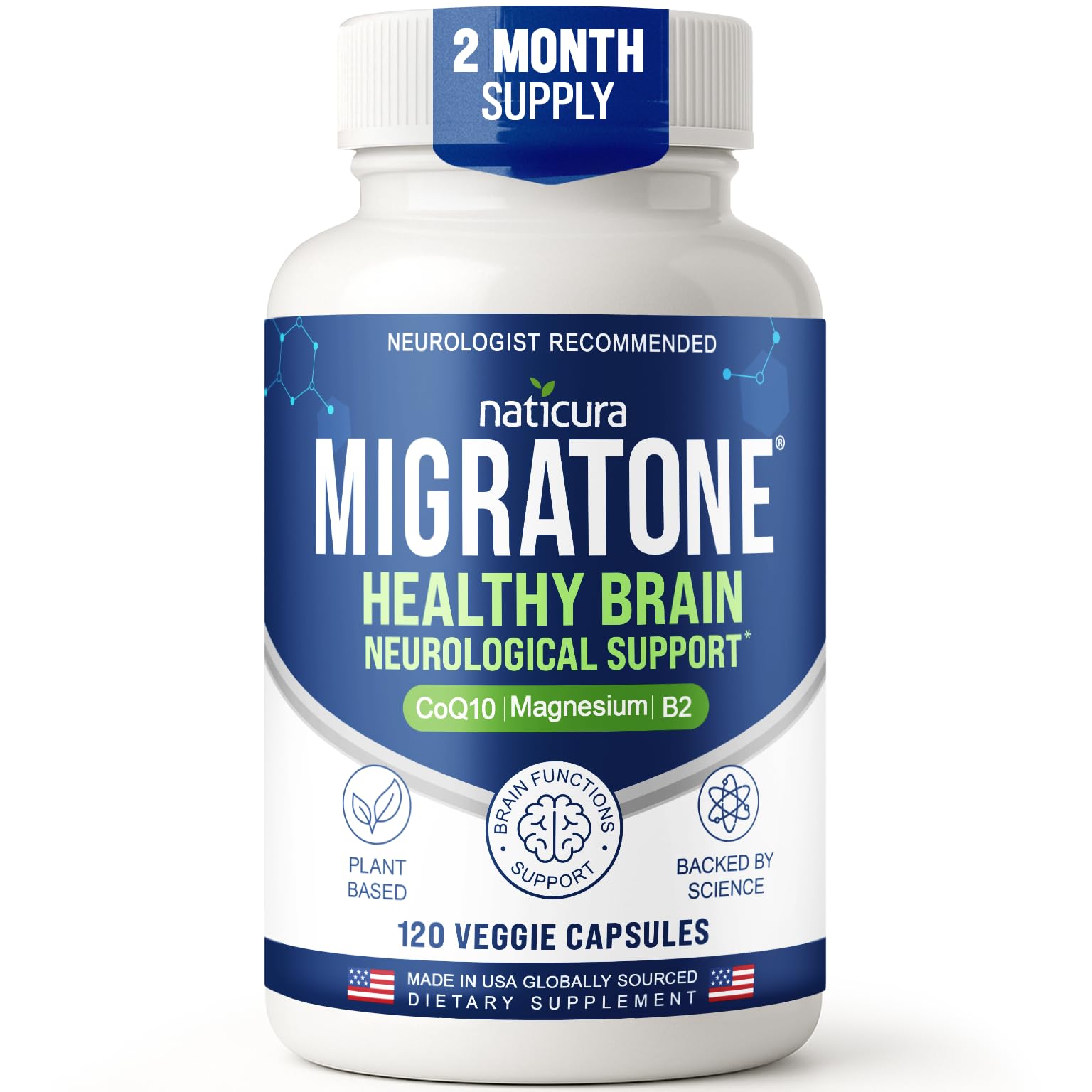 Migratone Migraine Relief - Natural Headache Relief Vitamin - Migraine Supplement with PA - Free Butterbur, Magnesium, Vitamin B2 B6 and B12, Microactive CoQ10 and Feverfew - Migraine Clinic's Choice