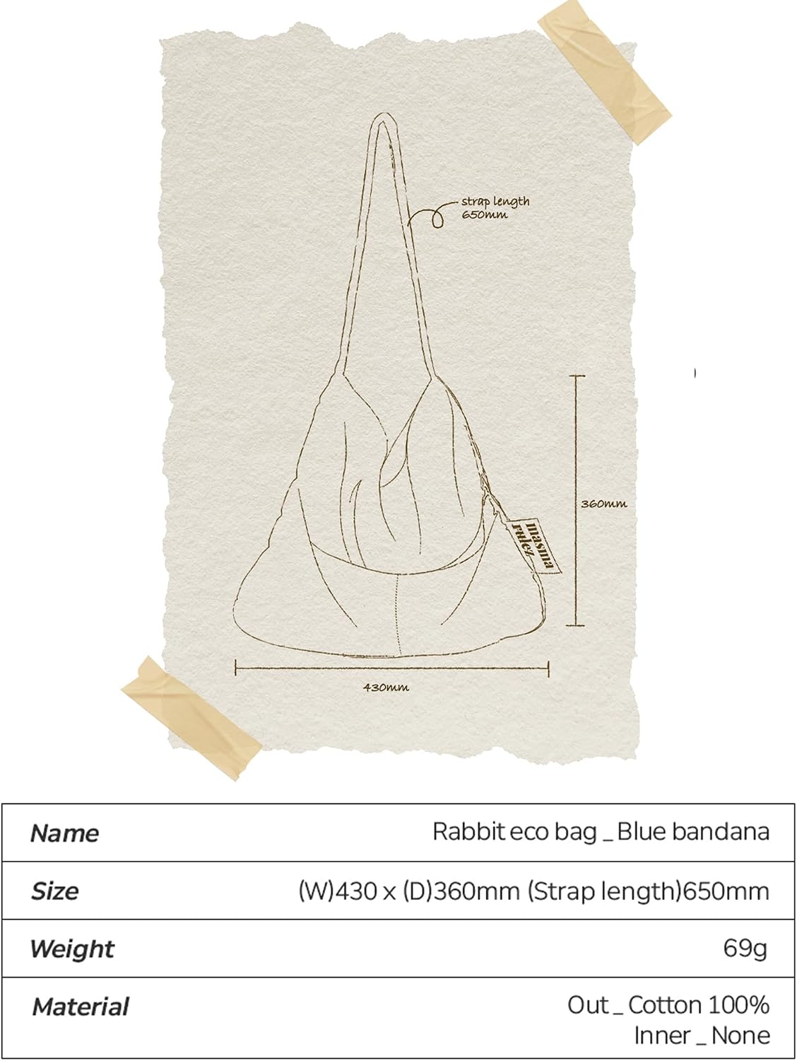 Rabbit eco bag_Blue bandana