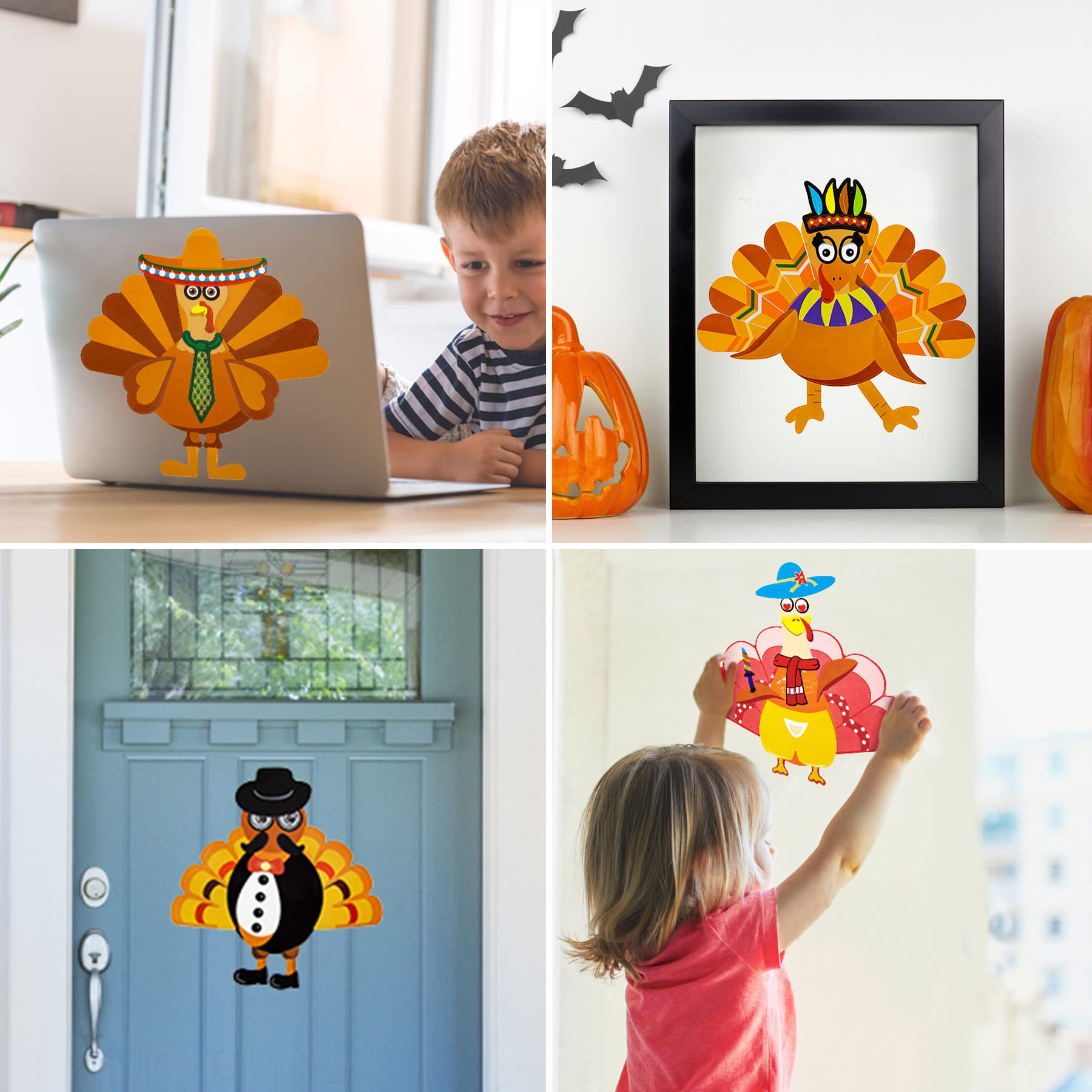 Snapklik.com : 20 Sheets Make-A-Turkey Stickers Thanksgiving Crafts For ...