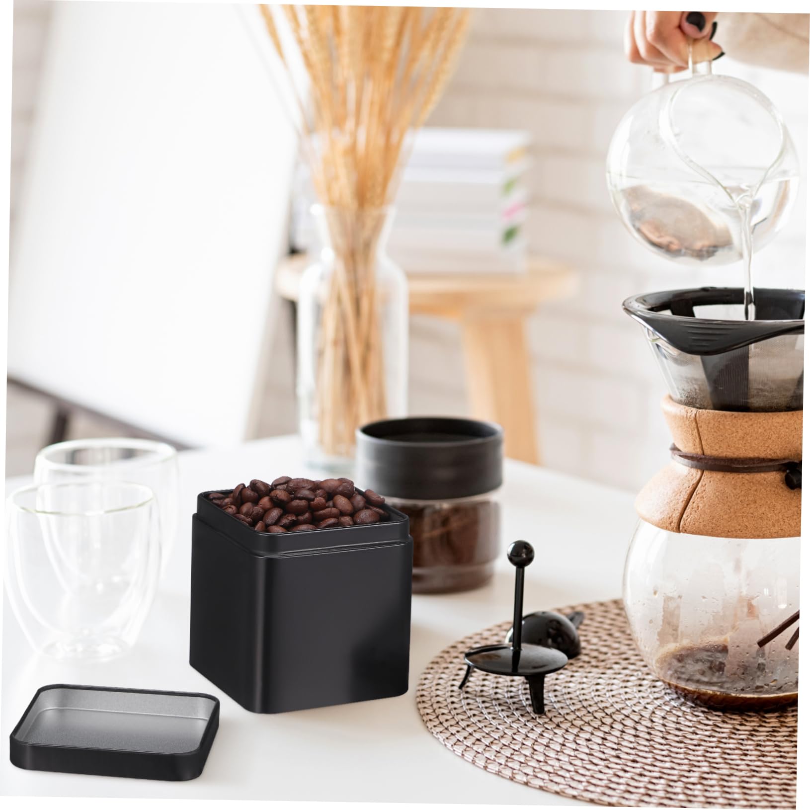 balacoo 10 Stück Tragbare Quadratische Teedosen aus Eisen Schwarze Aufbewahrungsbox für Losen Tee nicht Verformbar mit Schönem Design für Tee und Mondkuchen