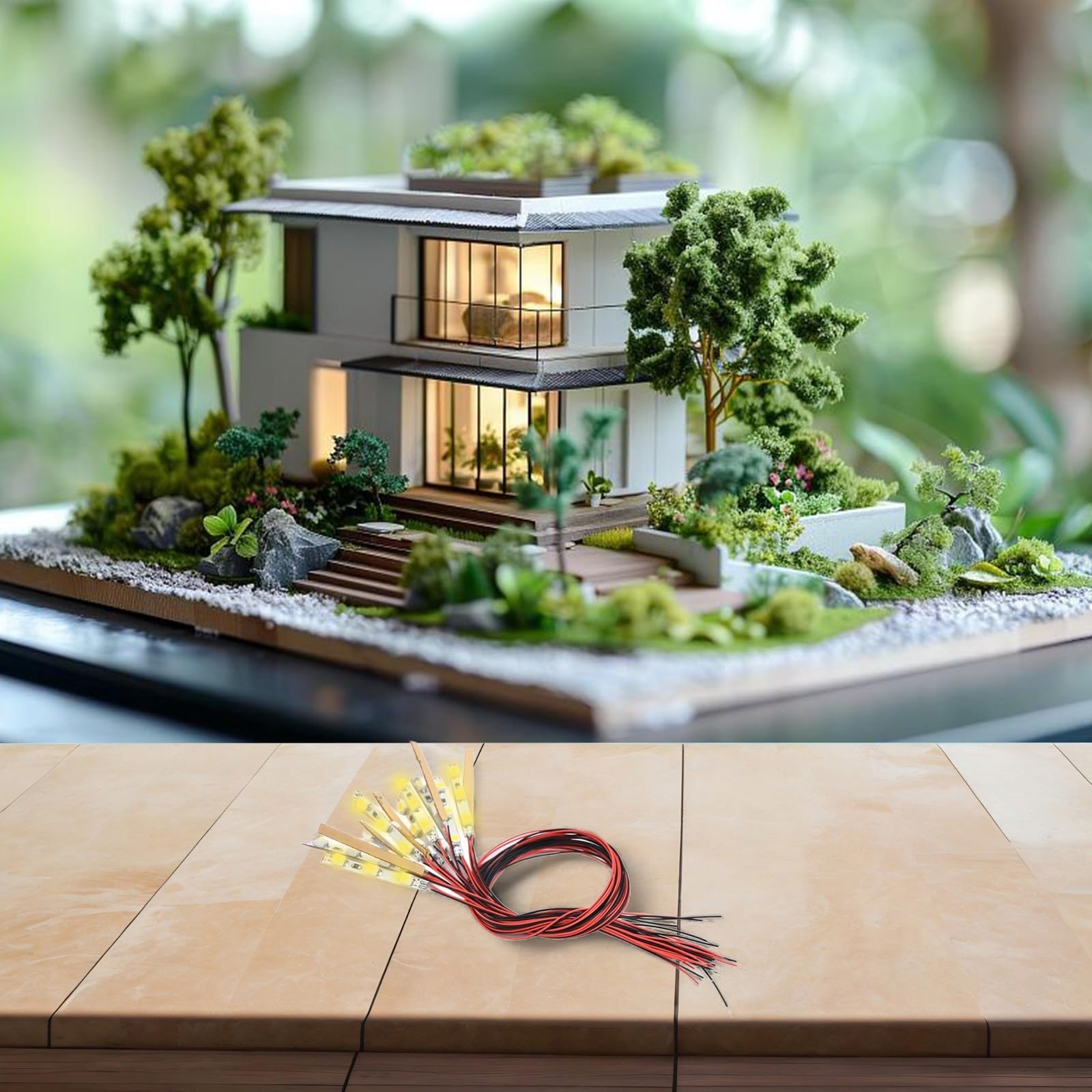 15Pcs LED Light Strip For Model House, 12V ~ 18V LED Light Strip, MIni LED Light Strip HO Scale LEDs FOR Rail & Building Layout Miniatures Sand Table Accessories(WHITE LIGHT)