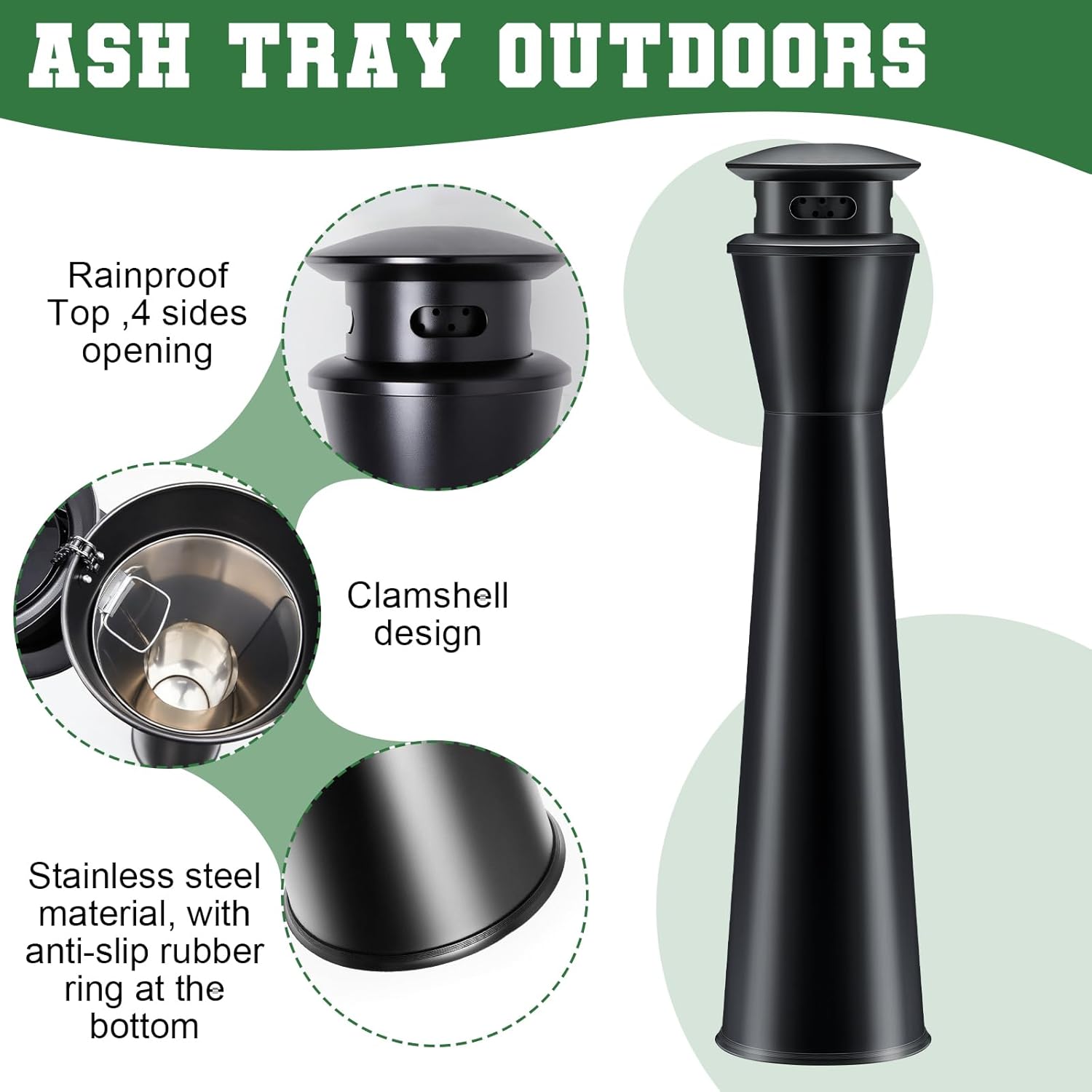 Outdoor Standing Disposal Receptacle Commercial Metal Standing Waste Bin Vertical Trash Can for Entrance Public Areas Walkway Hotel Office Patio Exterior Facility Use(Tower Shape)