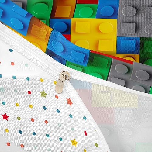 Miniatura 5 de Erosebridal Juego de ropa de cama de construcción, funda de edredón colorida con bloques de construcción en 3D, funda de edredón tamaño Queen, funda