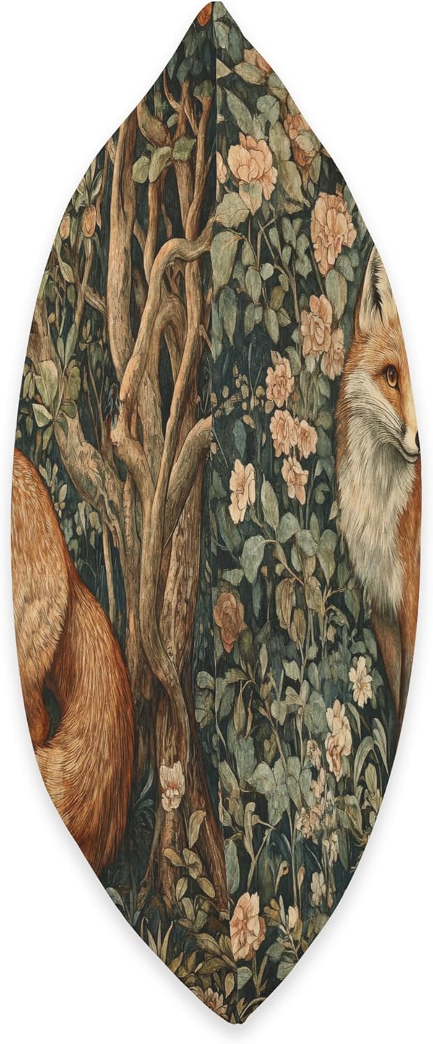 Fox in a William Morris Style Forest Throw Pillow