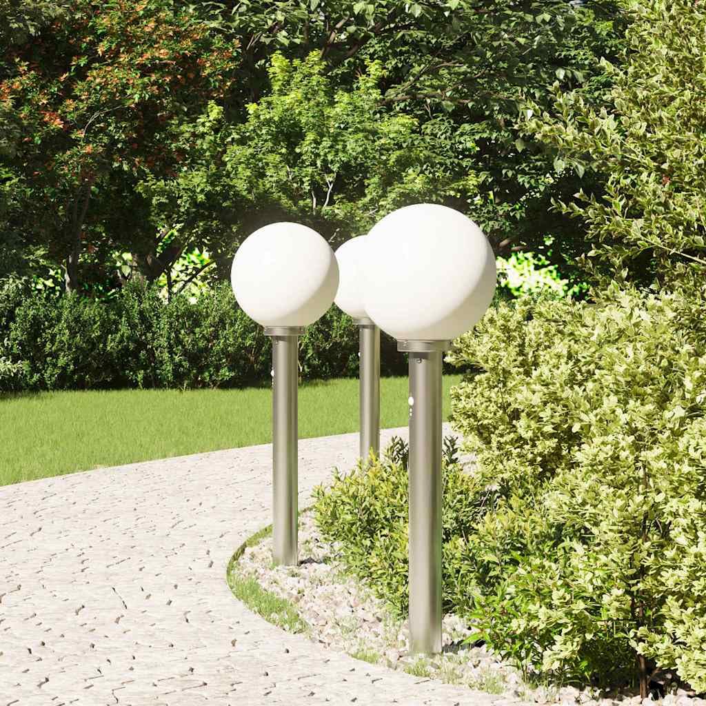 Lampadari con sensore in acciaio inox, 3 pezzi, altezza 80 cm, grado di protezione IP44, per giardino, terrazza, esterno, con diffusore e sensore di movimento per un'illuminazione efficiente e